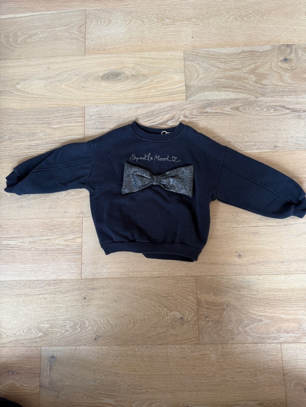 Zara Black Kids Sweatshirt with Glitter Bow